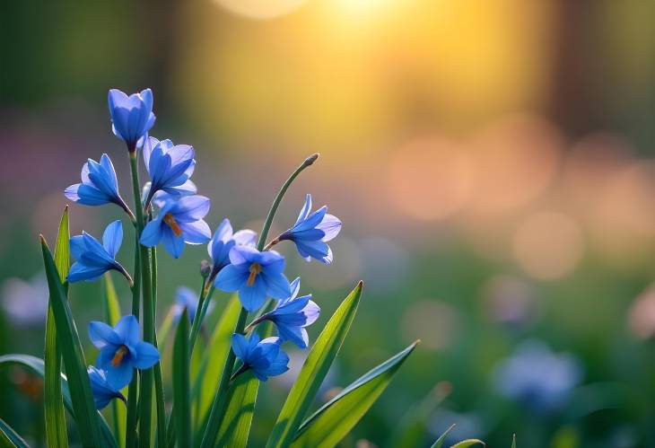 Charming Garden of Blue Blooms in Spring